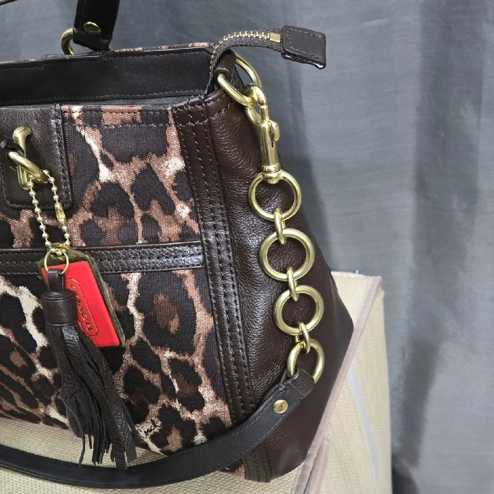 Coach Brown Leopard Print Shoulder Bag, large & Beautiful